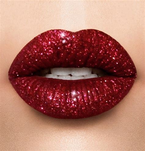 red glitter lipstick